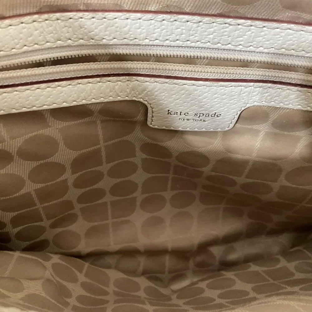 Kate Spade Leather Handbag/tote Ivory Triple compartment footed bag